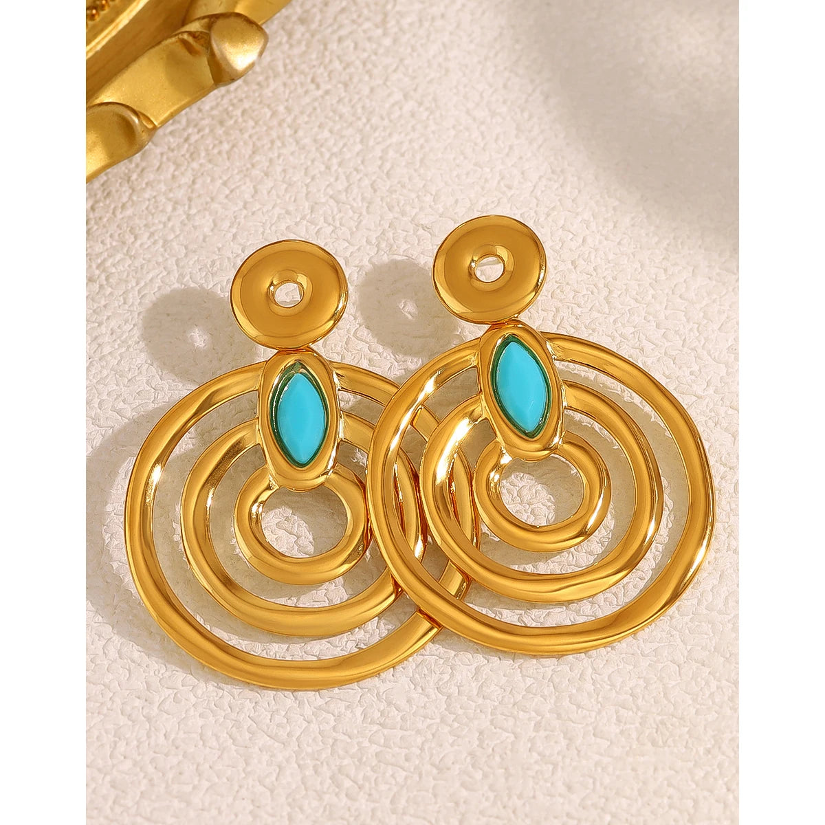 Ziora Retro Blue Acrylic Geometric Drop Earrings