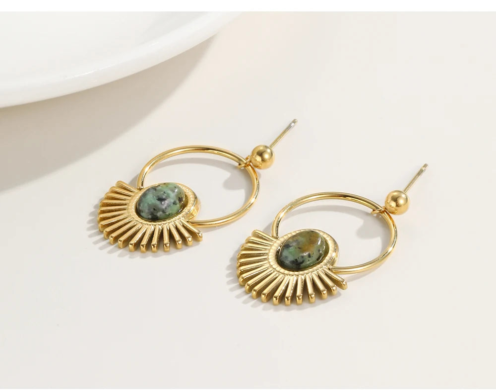 Ziora Natural Stone Drop Earrings