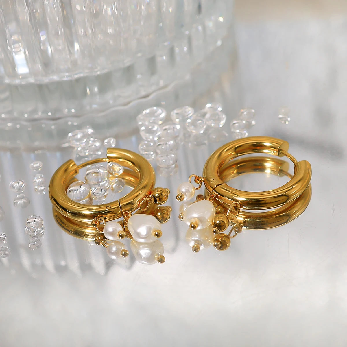 Ziora Baroque Pearl Huggie Earrings