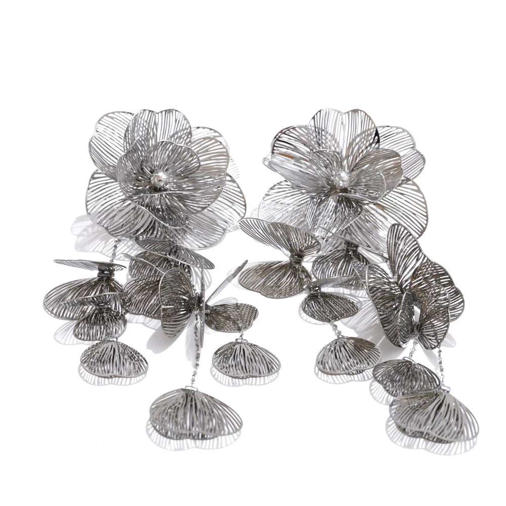 Ziora Exaggerated Flower Tassel Earrings