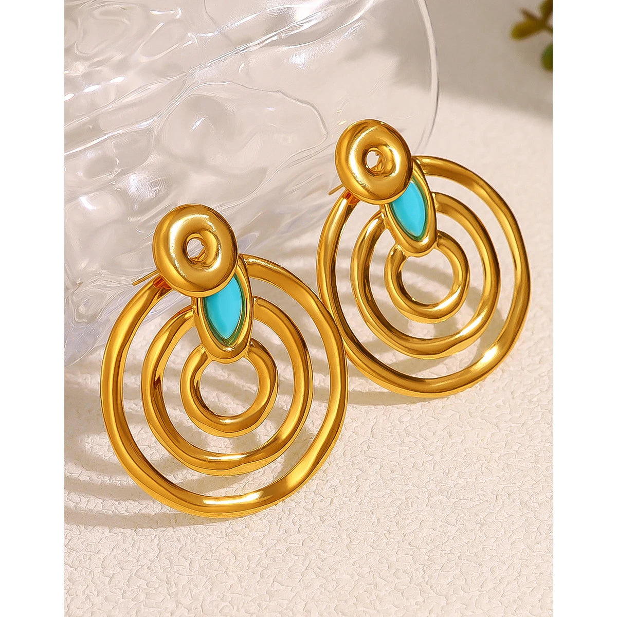 Ziora Retro Blue Acrylic Geometric Drop Earrings