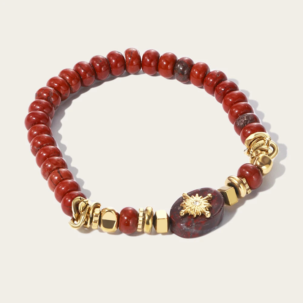 Ziora Red Natural Stone Beaded Bracelet