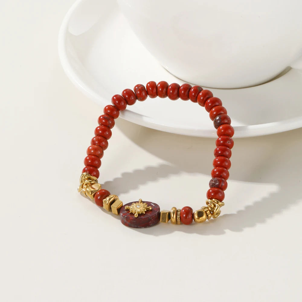 Ziora Red Natural Stone Beaded Bracelet