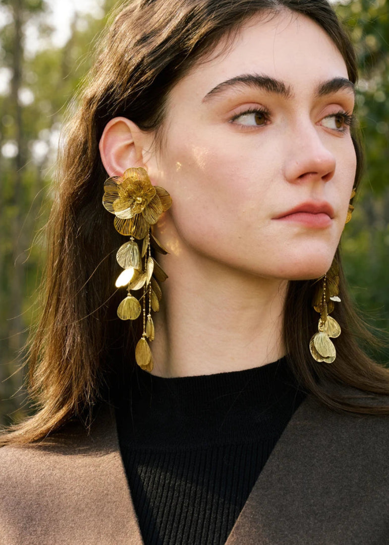 Ziora Exaggerated Flower Tassel Earrings