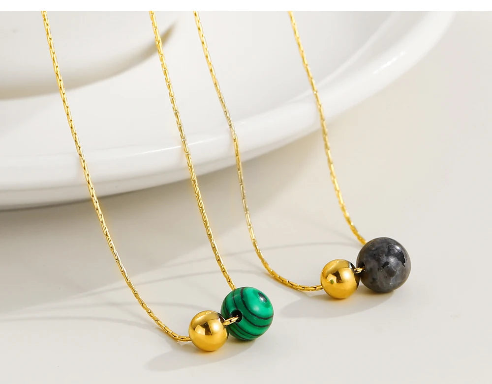 Minimalist Natural Stone Beaded Necklace