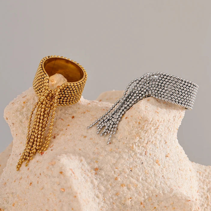 Ziora Riviera Chain Tassel Ring