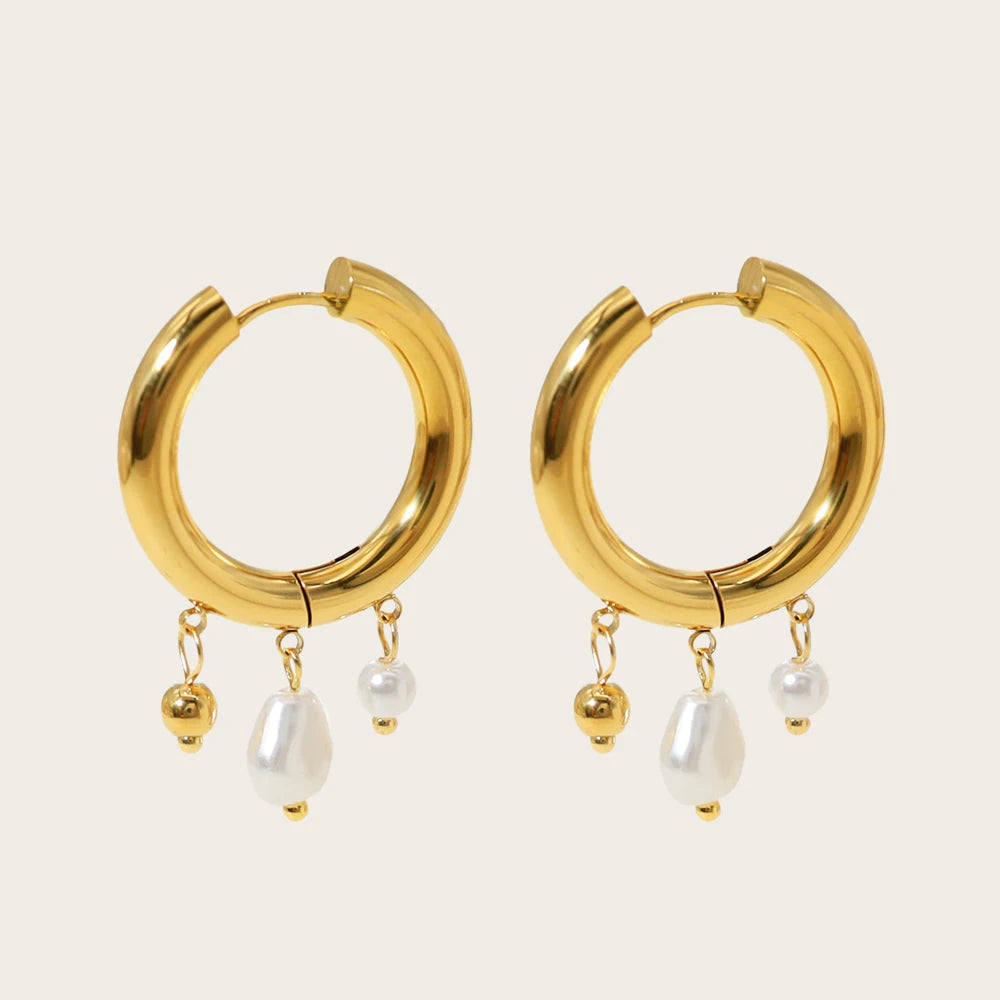 Ziora Baroque Pearl Huggie Earrings