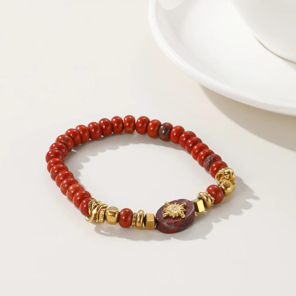 Ziora Red Natural Stone Beaded Bracelet