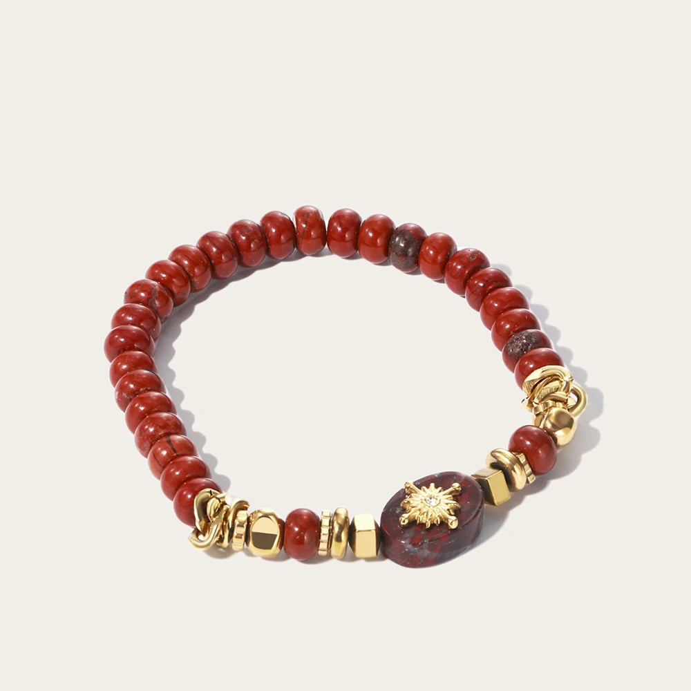 Ziora Red Natural Stone Beaded Bracelet