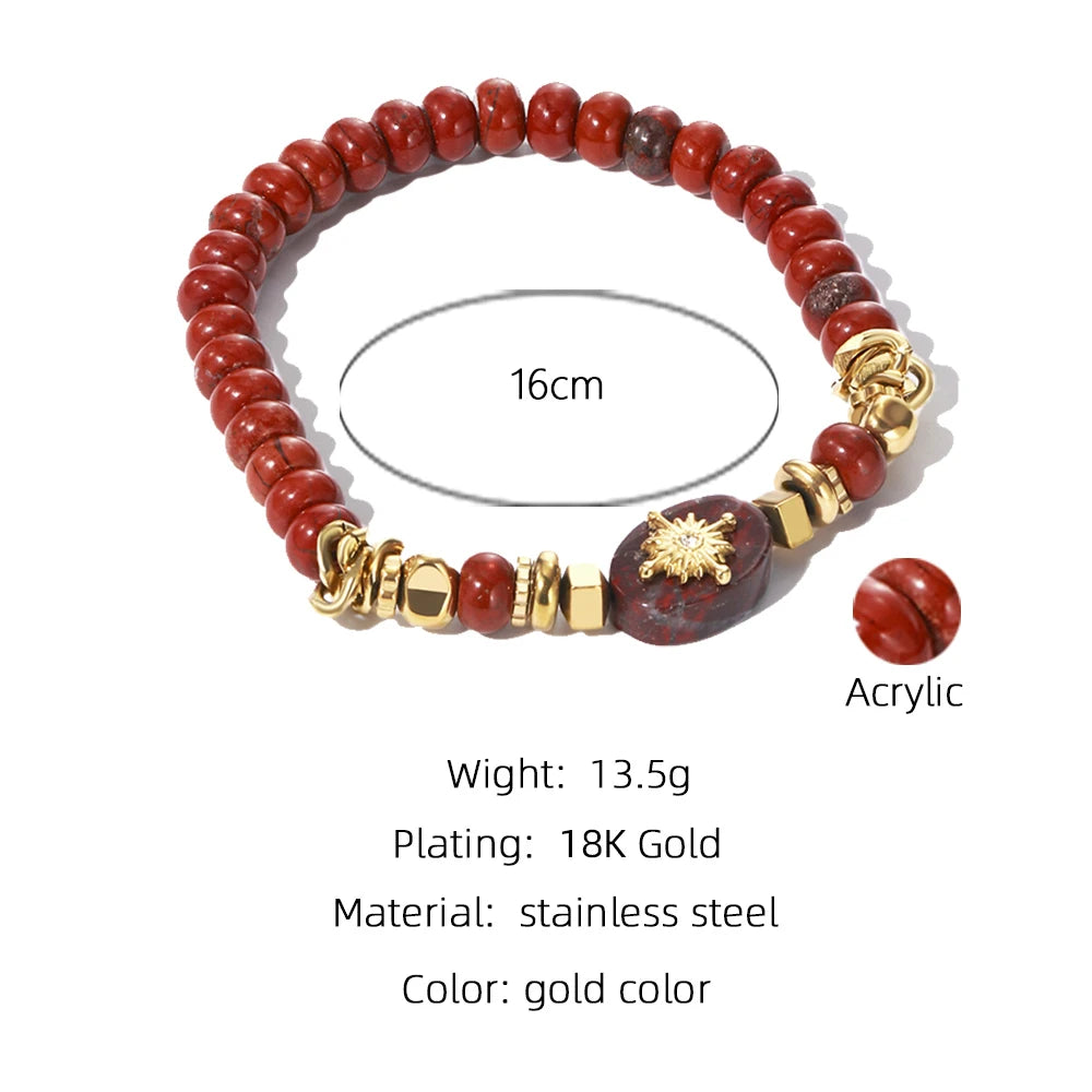 Ziora Red Natural Stone Beaded Bracelet