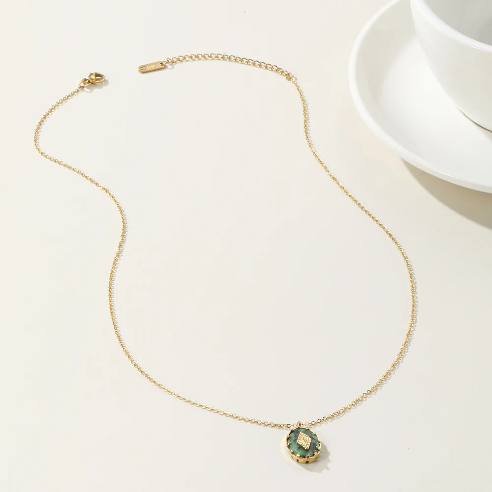 Ziora Turquoise Natural Stone Pendant Necklace