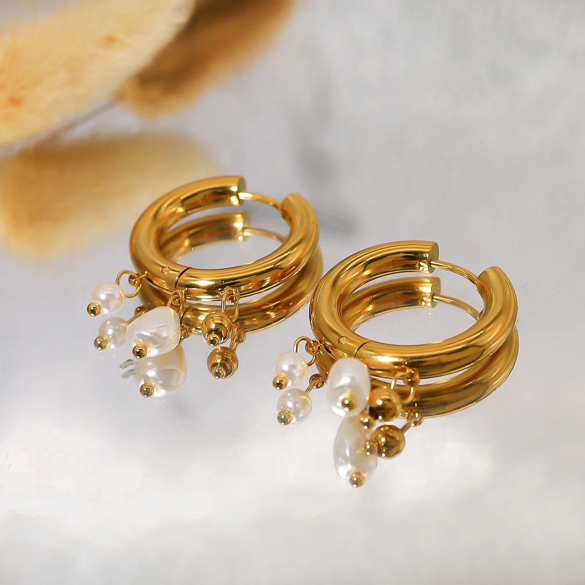 Ziora Baroque Pearl Huggie Earrings