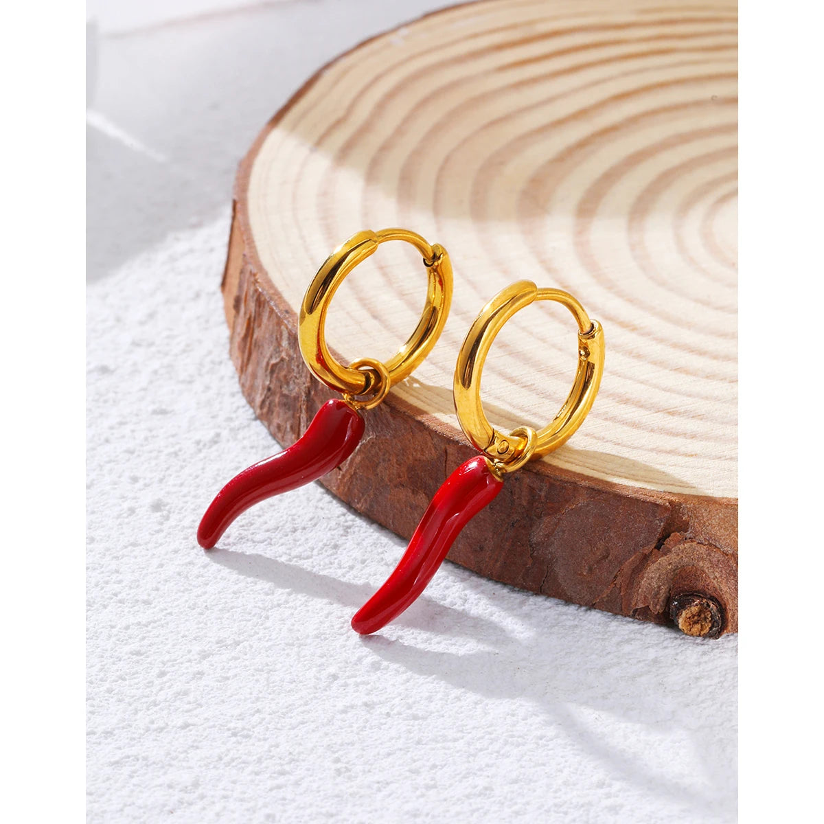 Ziora Creative Red Chili Pepper Hoop Earrings