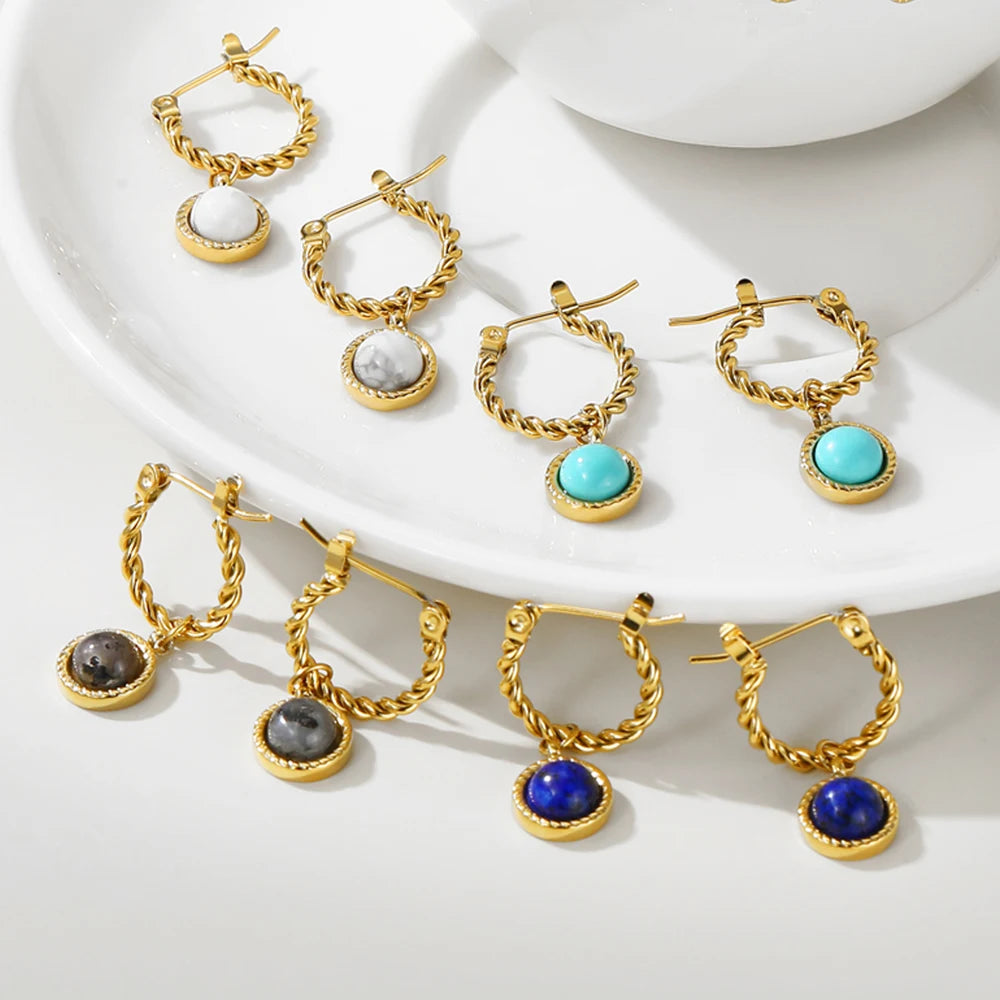 Ziora Natural Stone Drop Earrings