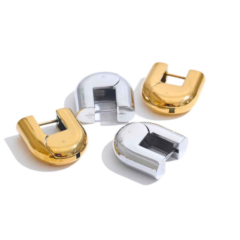 Ziora Geometric U-Shape Hoop Earrings