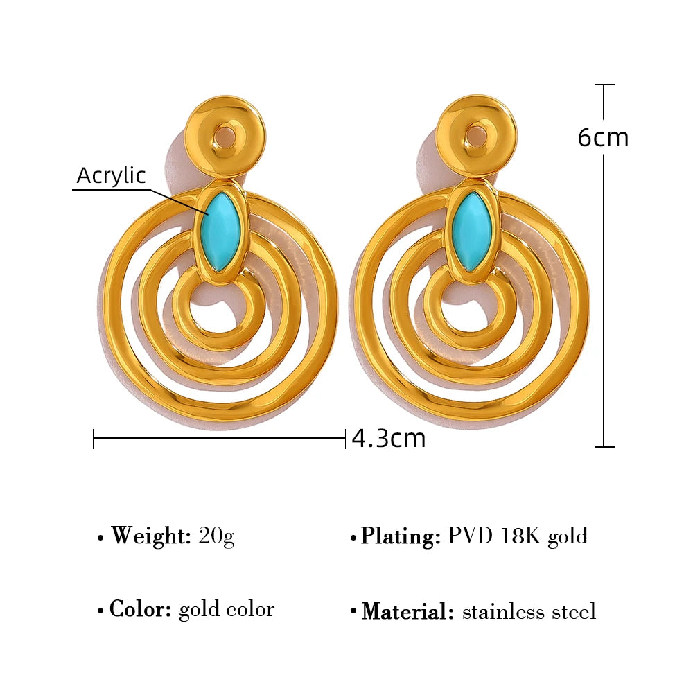 Ziora Retro Blue Acrylic Geometric Drop Earrings