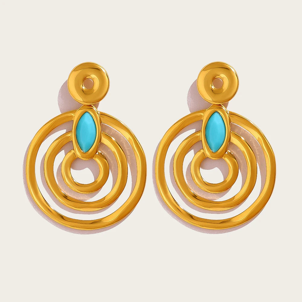 Ziora Retro Blue Acrylic Geometric Drop Earrings