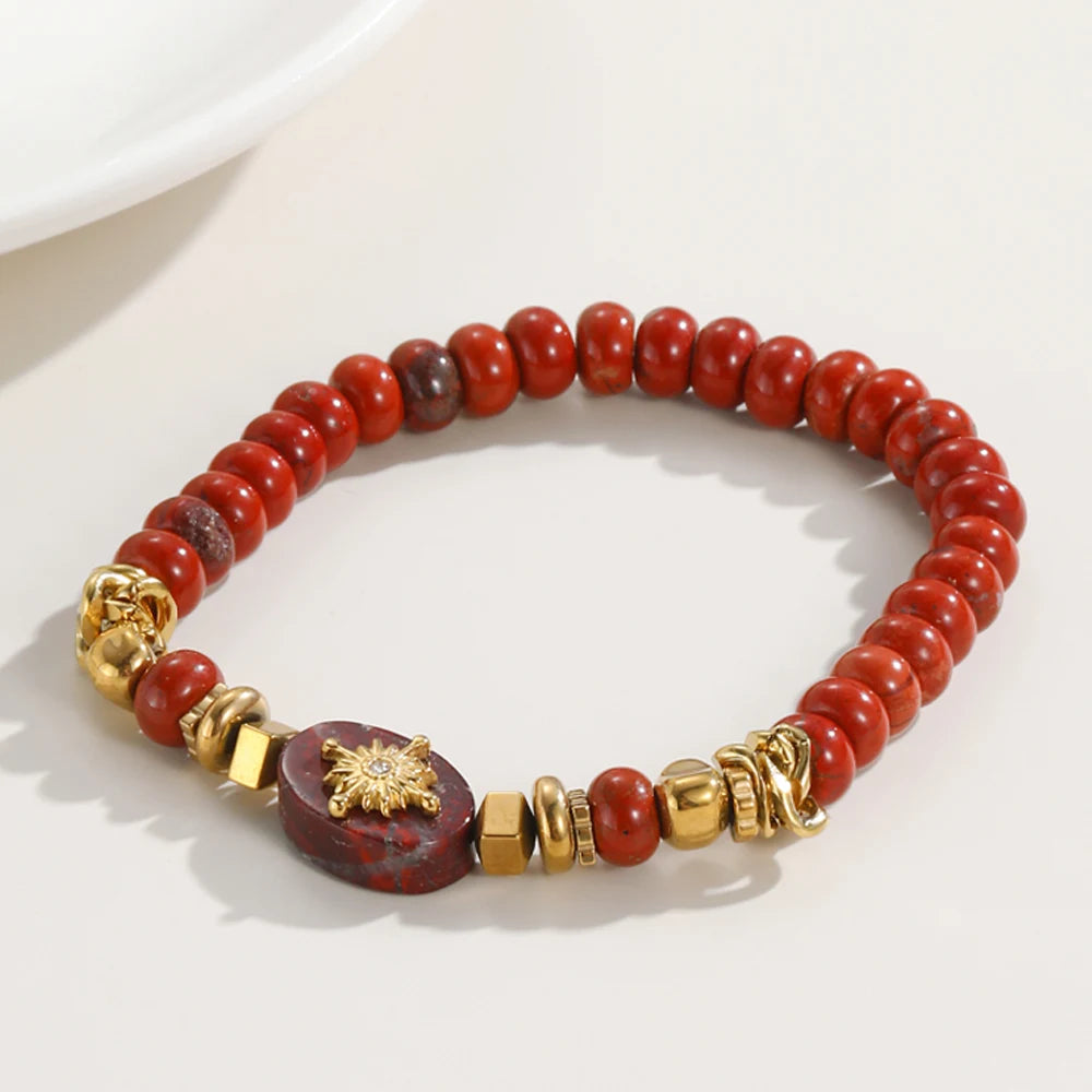 Ziora Red Natural Stone Beaded Bracelet