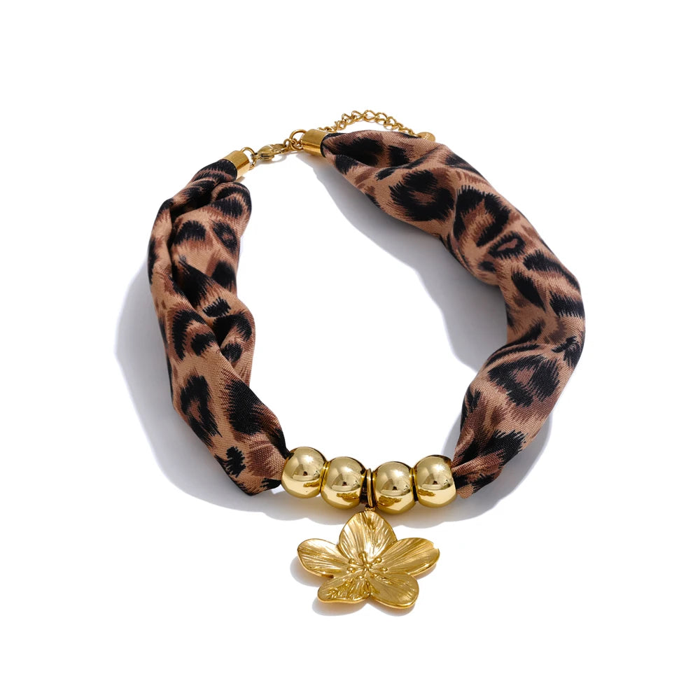 Ziora Leopard Polyester Cloth Necklace