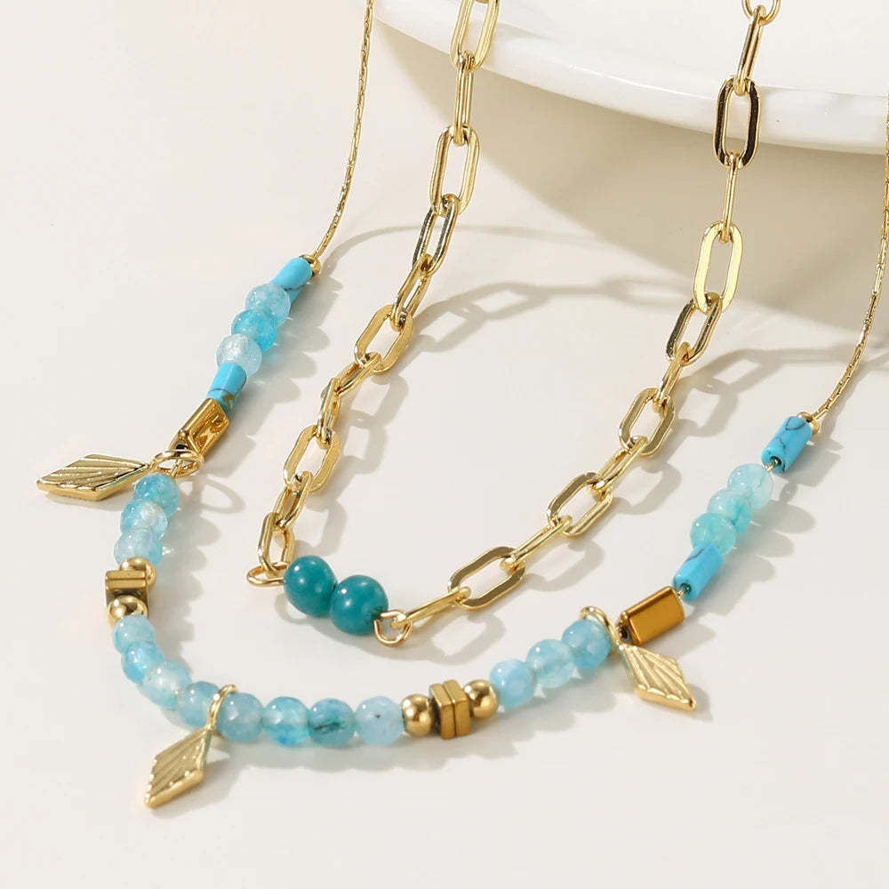 Blue Boho Layered Necklace