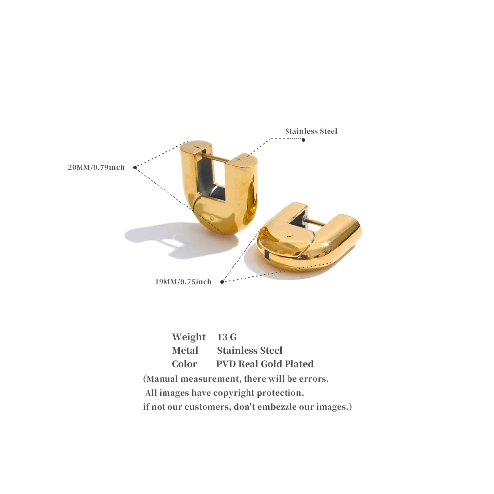 Ziora Geometric U-Shape Hoop Earrings