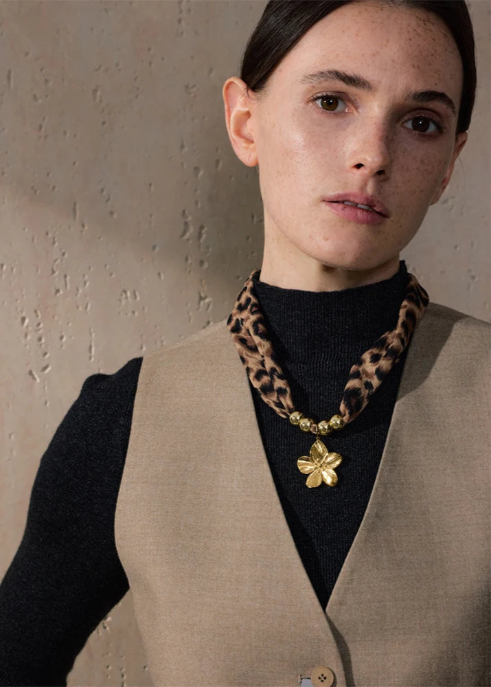 Ziora Leopard Polyester Cloth Necklace