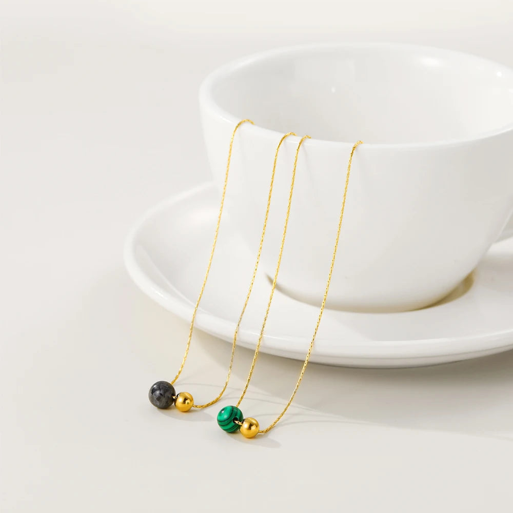 Minimalist Natural Stone Beaded Necklace