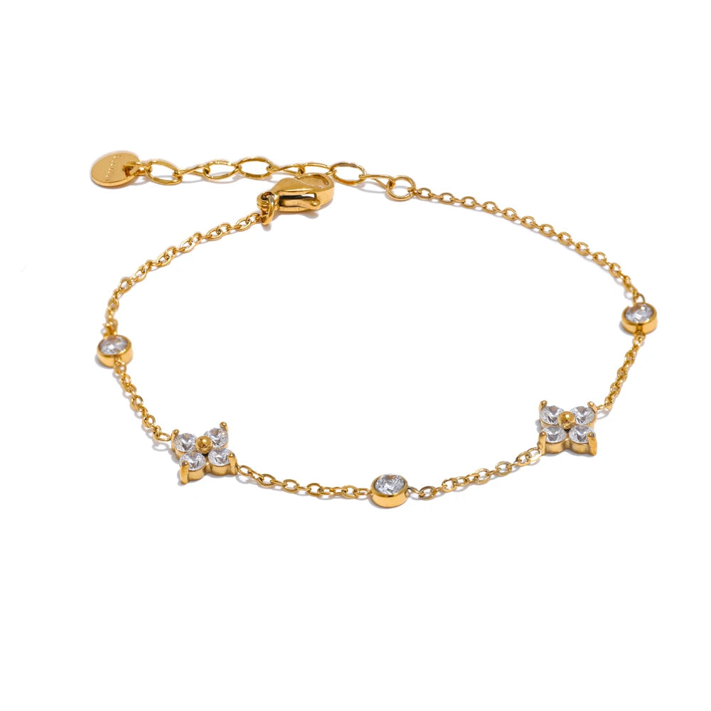 Ziora Cubic Zirconia Flower Chain Bracelet