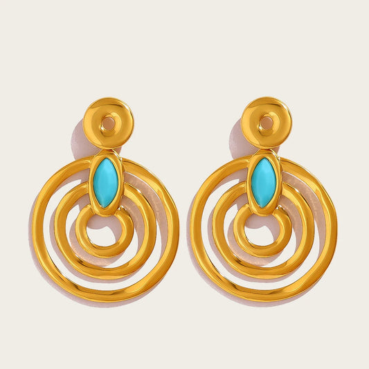 Ziora Retro Blue Acrylic Geometric Drop Earrings