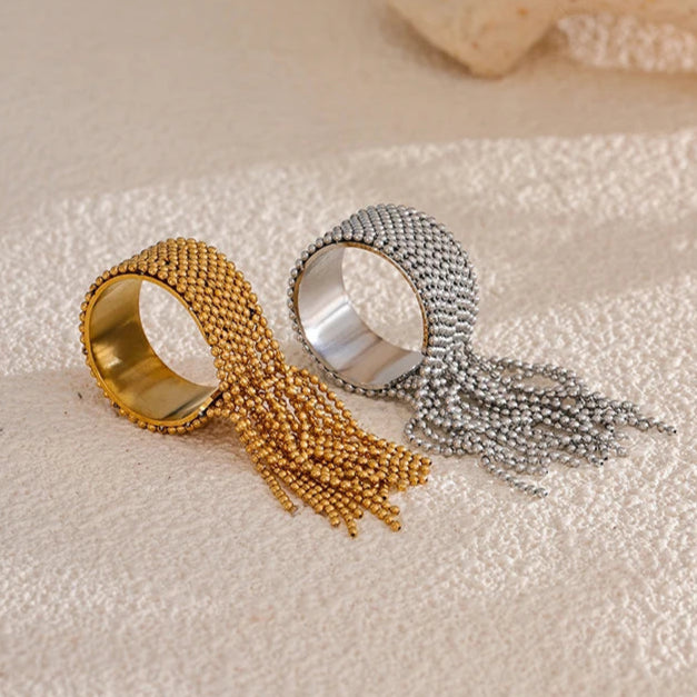 Ziora Riviera Chain Tassel Ring