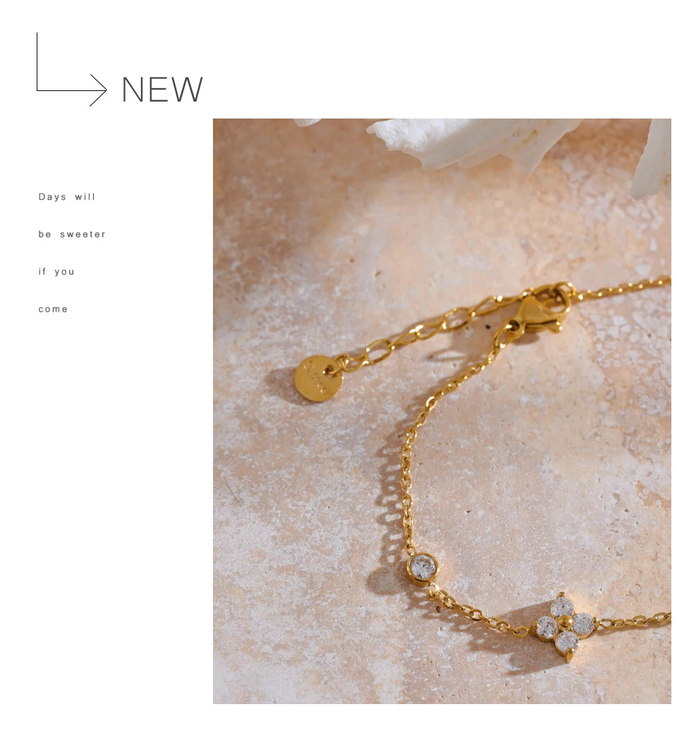 Ziora Cubic Zirconia Flower Chain Bracelet