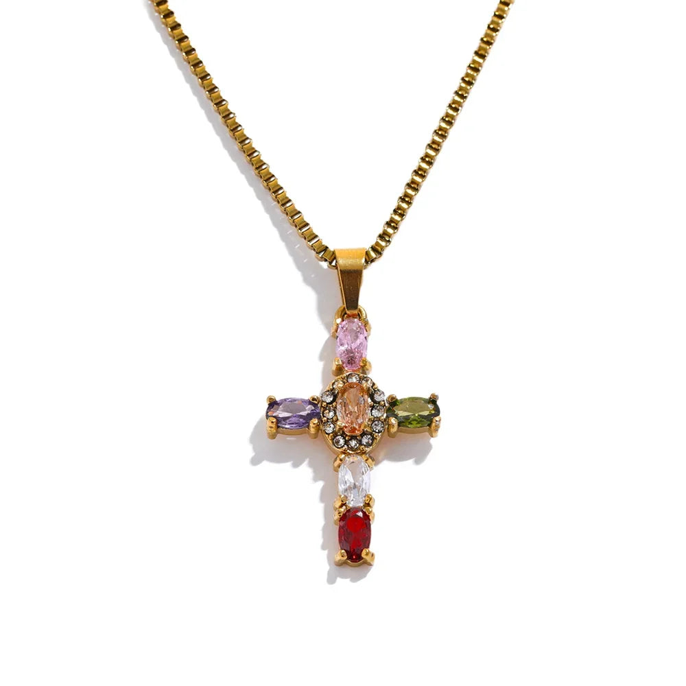 Ziora Colorful Cross Necklace