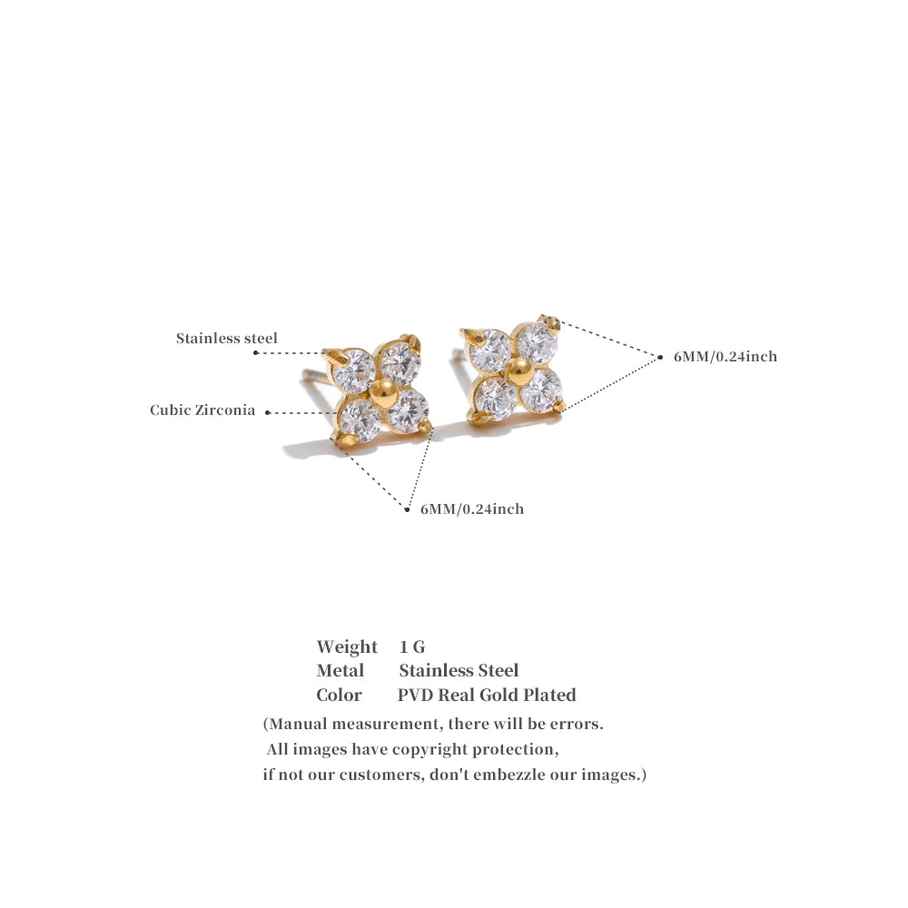 Ziora Cubic Zirconia Flower Stud Earrings