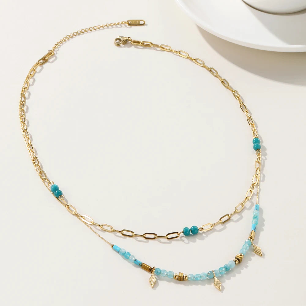 Blue Boho Layered Necklace