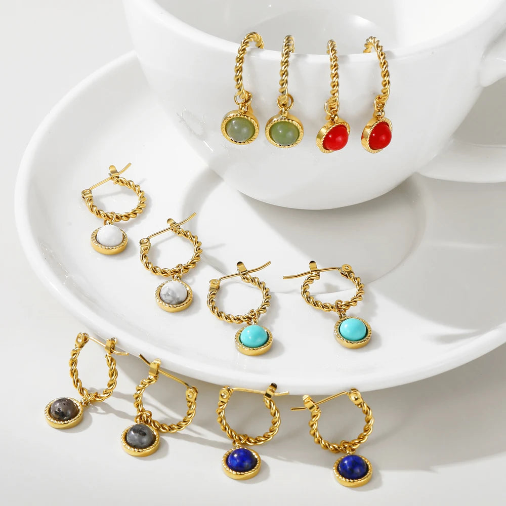 Ziora Natural Stone Drop Earrings