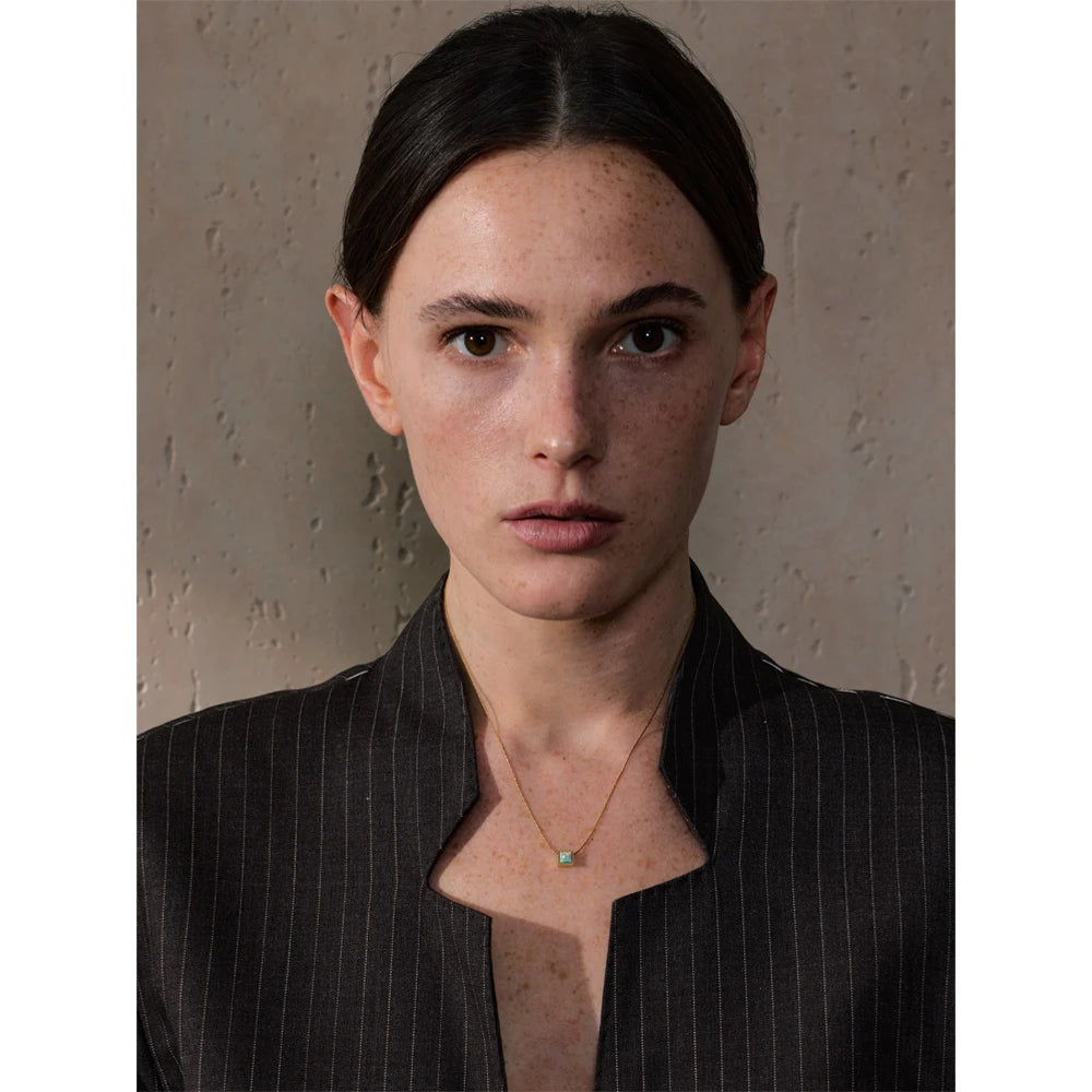 Ziora Square Natural Opal Stone Necklace