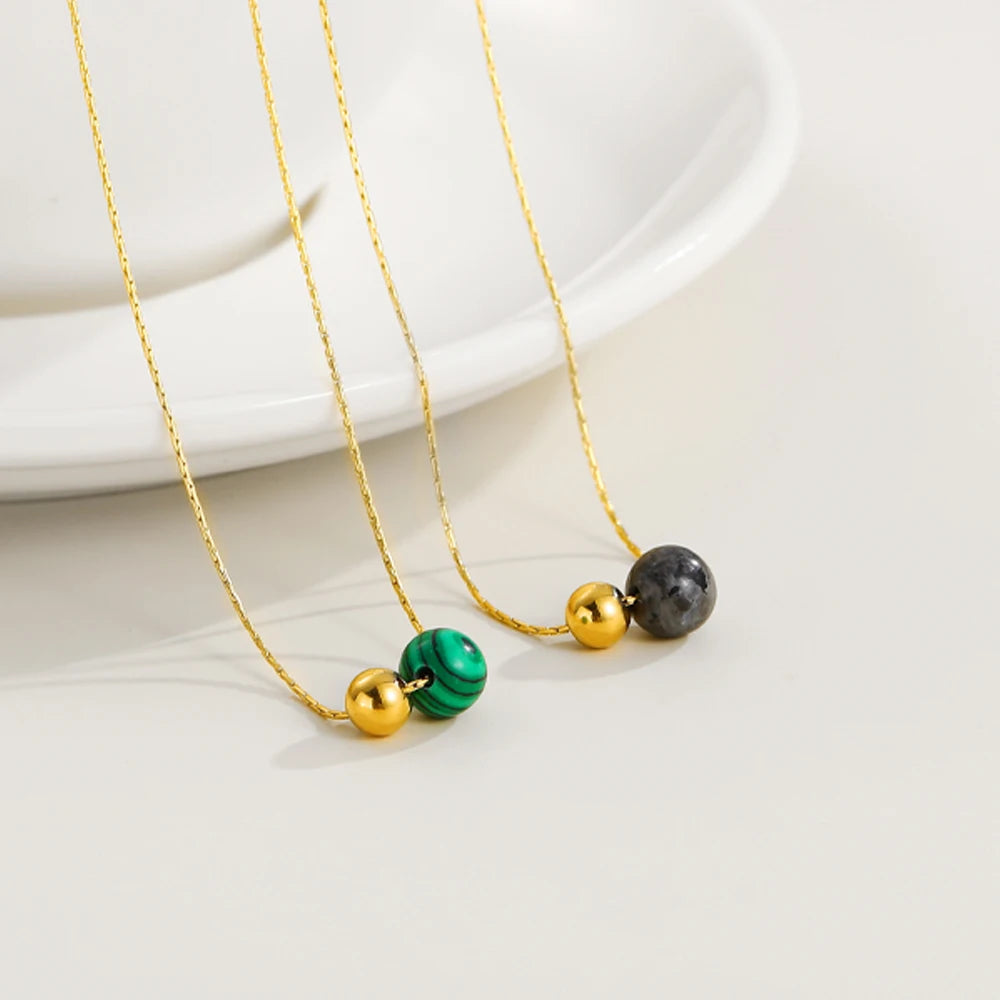 Minimalist Natural Stone Beaded Necklace