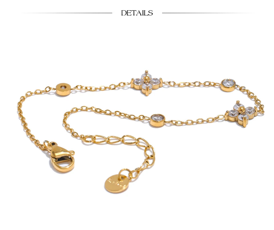 Ziora Cubic Zirconia Flower Chain Bracelet