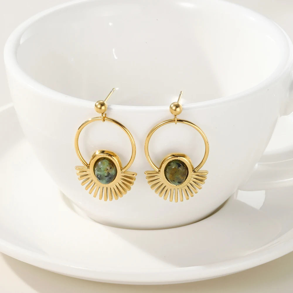Ziora Natural Stone Drop Earrings