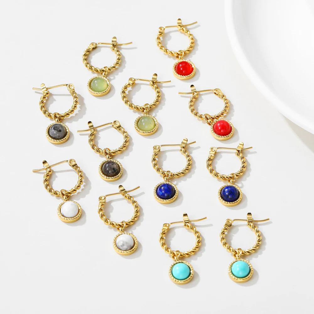 Ziora Natural Stone Drop Earrings