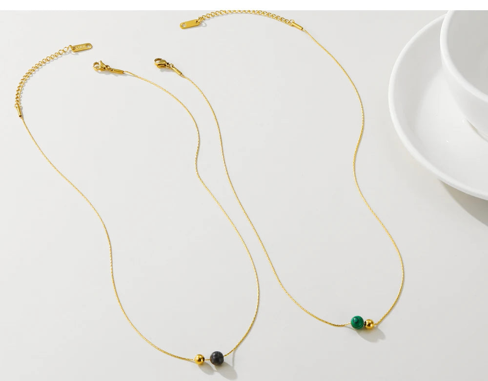 Minimalist Natural Stone Beaded Necklace
