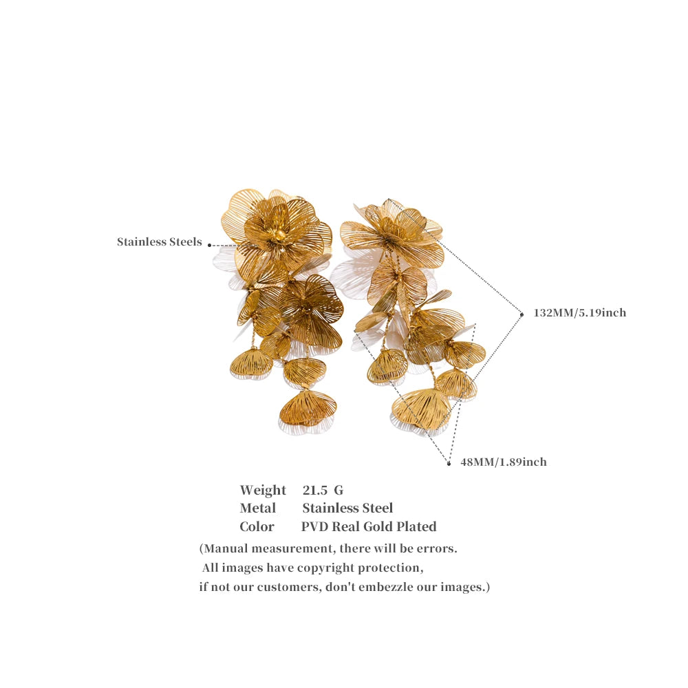 Ziora Exaggerated Flower Tassel Earrings
