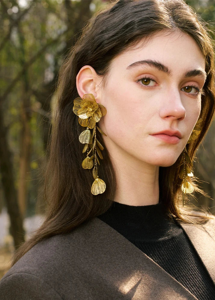 Ziora Exaggerated Flower Tassel Earrings