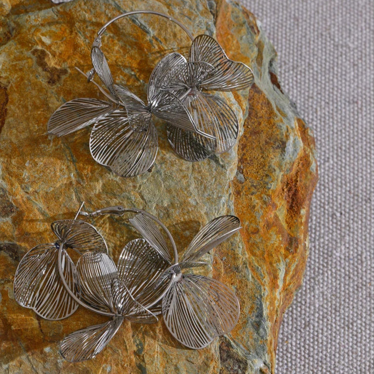 Ziora Statement Floral Hoop Earrings