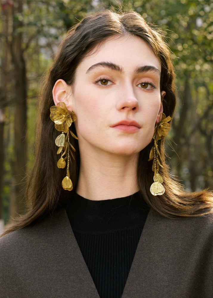Ziora Exaggerated Flower Tassel Earrings