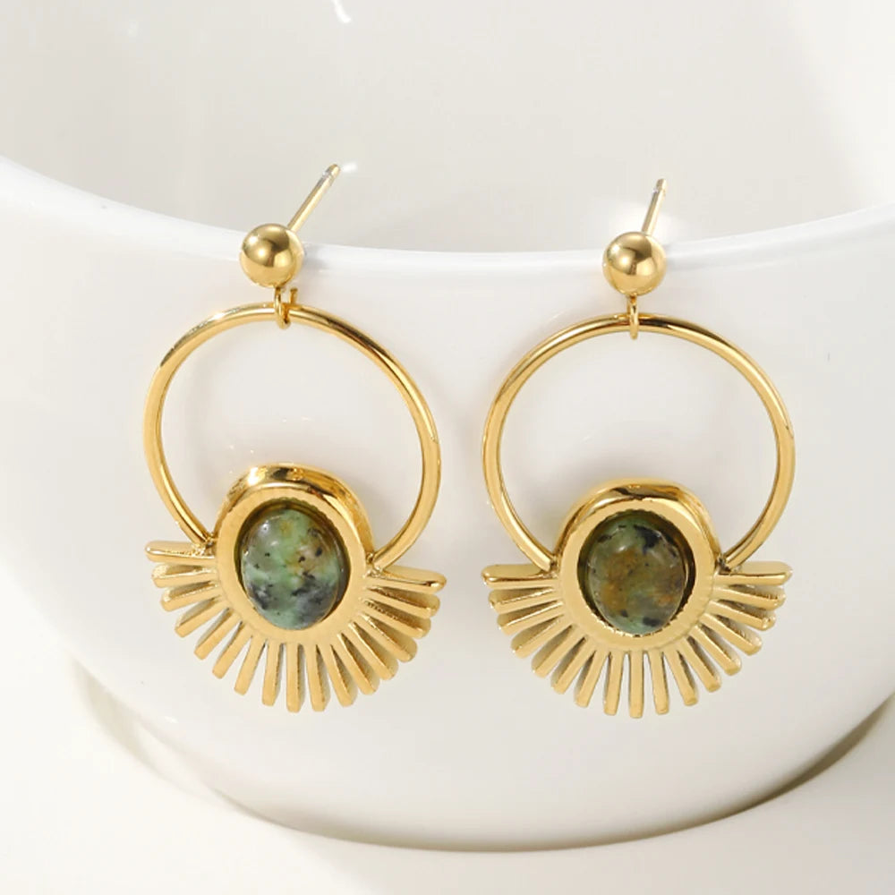 Ziora Natural Stone Drop Earrings