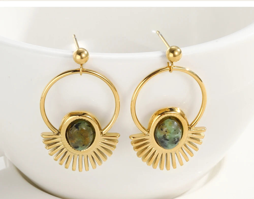 Ziora Natural Stone Drop Earrings
