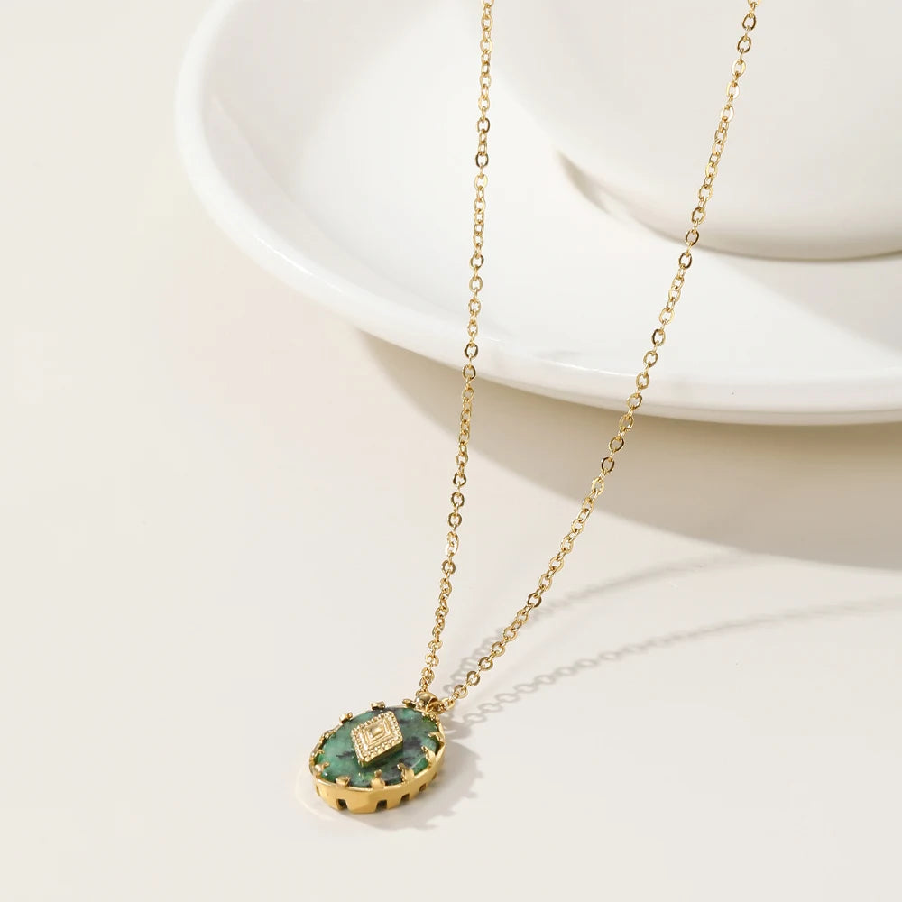 Ziora Turquoise Natural Stone Pendant Necklace