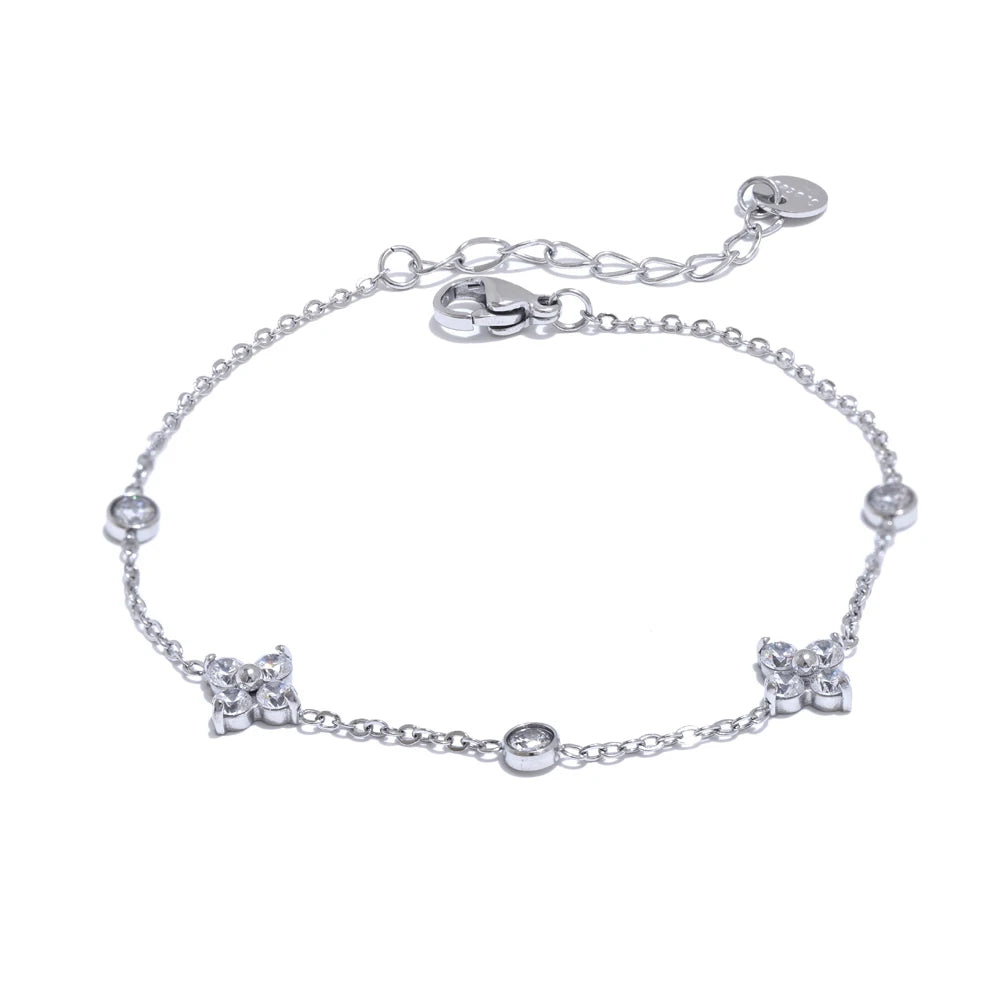 Ziora Cubic Zirconia Flower Chain Bracelet