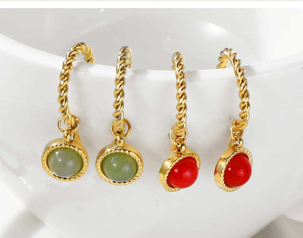 Ziora Natural Stone Drop Earrings